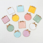 Bowknot Малка кръгла чиния Малка квадратна чиния Смола Десертна чиния за торта Декорация на чиния за бижута Тава за съхранение на бижута Кръгла чиния