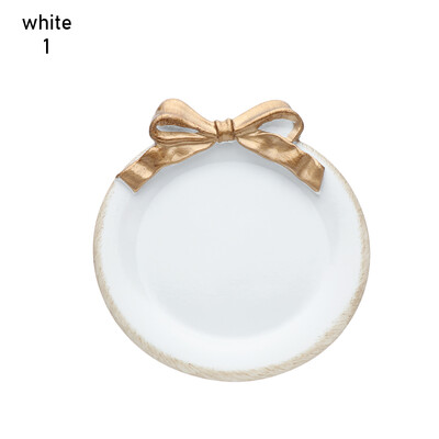 Bowknot Малка кръгла чиния Малка квадратна чиния Смола Десертна чиния за торта Декорация на чиния за бижута Тава за съхранение на бижута Кръгла чиния