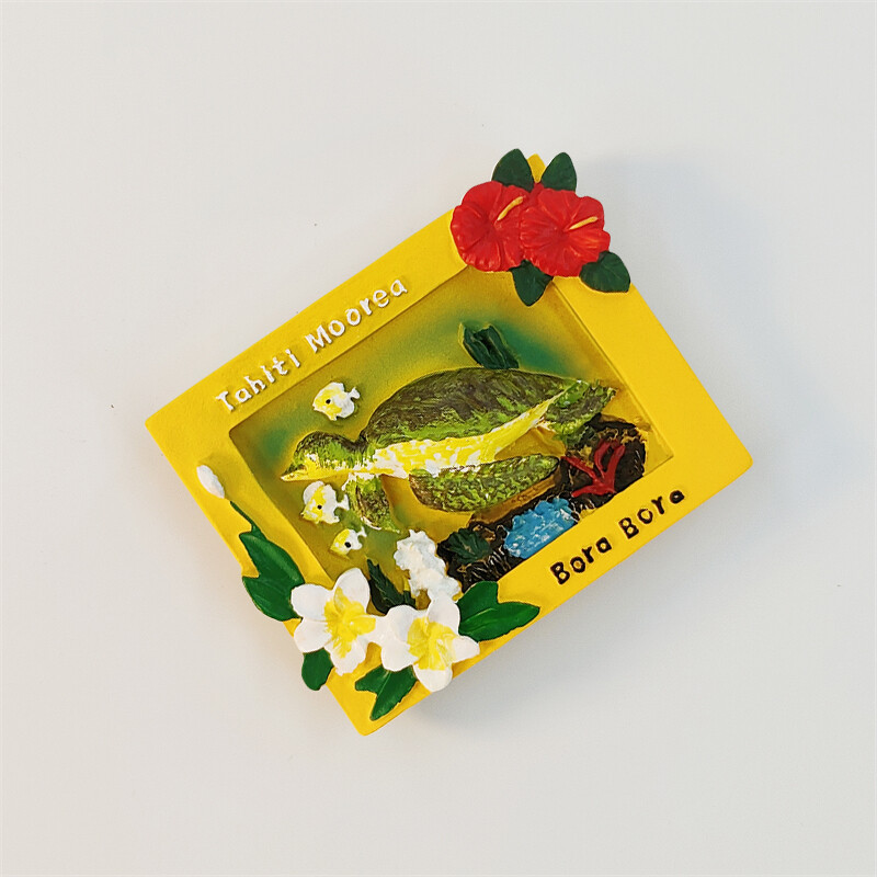 Франция，Таити，Бора Бора，Морска костенурка，3D стереоскопичен，Туристически сувенири，Картина със смола，Декорация на дома，Магнити за хладилник