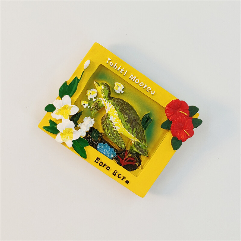 Франция，Таити，Бора Бора，Морска костенурка，3D стереоскопичен，Туристически сувенири，Картина със смола，Декорация на дома，Магнити за хладилник