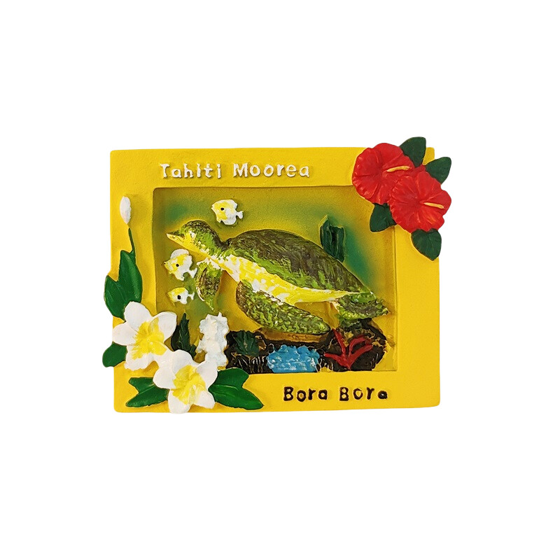 Франция，Таити，Бора Бора，Морска костенурка，3D стереоскопичен，Туристически сувенири，Картина със смола，Декорация на дома，Магнити за хладилник