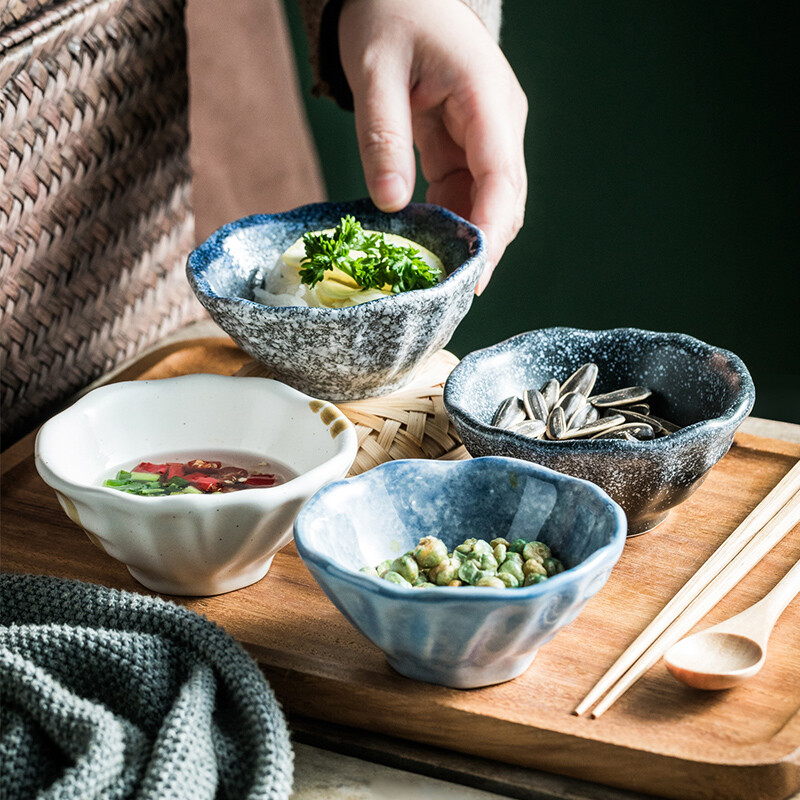 Японски домакински керамичен съд за подправки Творчески ръчно рисуван съд със соев сос и оцет Ястие с плодови закуски