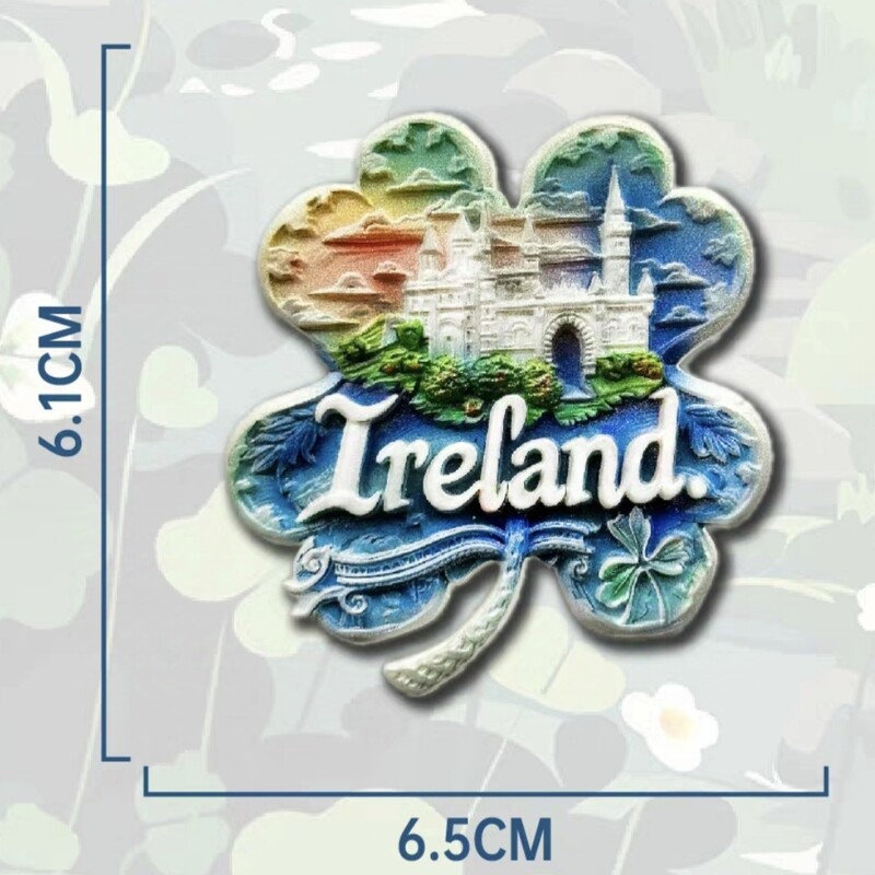 Европа Ирландия Смола 3D магнити за хладилник Туристически сувенир Стикер за хладилник Занаятчийски подарък Декорация