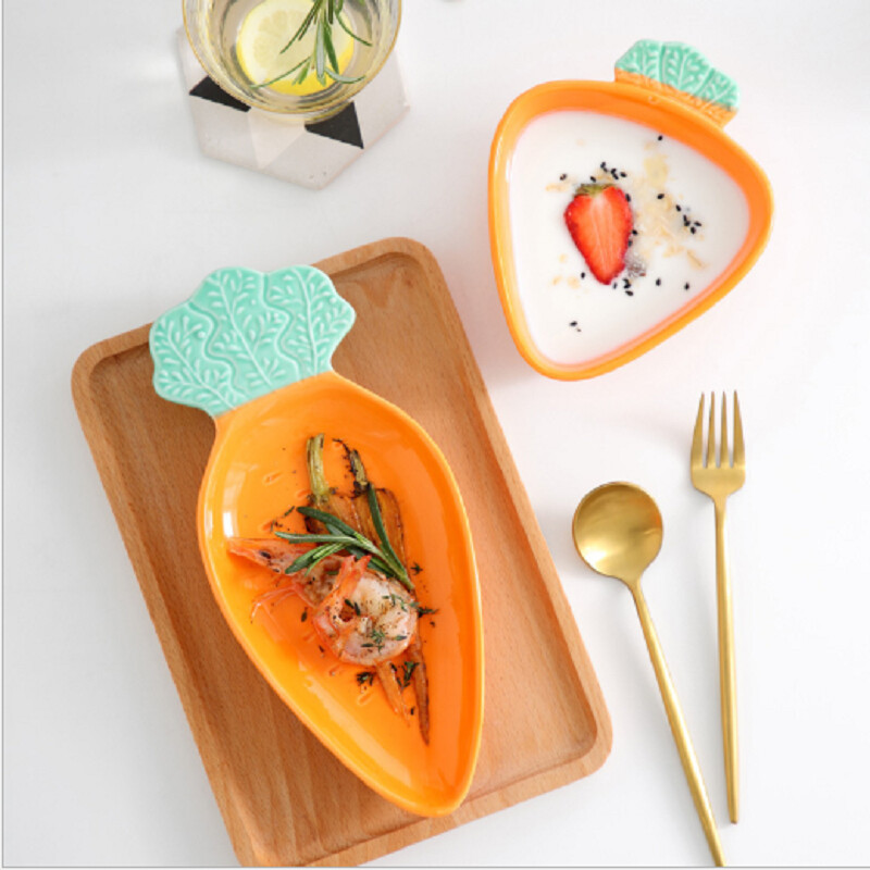 Burkāna formas salātu šķīvis garais redīsu radošais keramikas deserta trauks