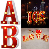 Червена 26 английска буква LED нощна лампа Marquee Alphabet Lamp Home Club Outdoor Indoor Christmas Party Wedding Wall Decoration