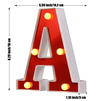 Κόκκινο 26 Αγγλικά γράμματα LED Νυχτερινό Φωτιστικό Μαρκίζ Αλφάβητο Home Club Εσωτερικό Εσωτερικό Χριστουγεννιάτικο πάρτι Διακόσμηση τοίχου γάμου