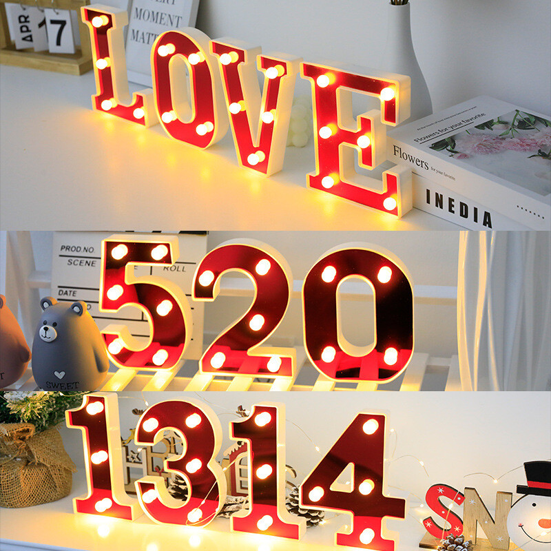 Червена 26 английска буква LED нощна лампа Marquee Alphabet Lamp Home Club Outdoor Indoor Christmas Party Wedding Wall Decoration