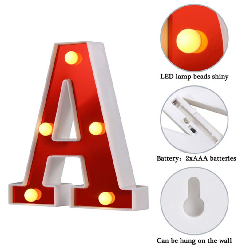 Червена 26 английска буква LED нощна лампа Marquee Alphabet Lamp Home Club Outdoor Indoor Christmas Party Wedding Wall Decoration