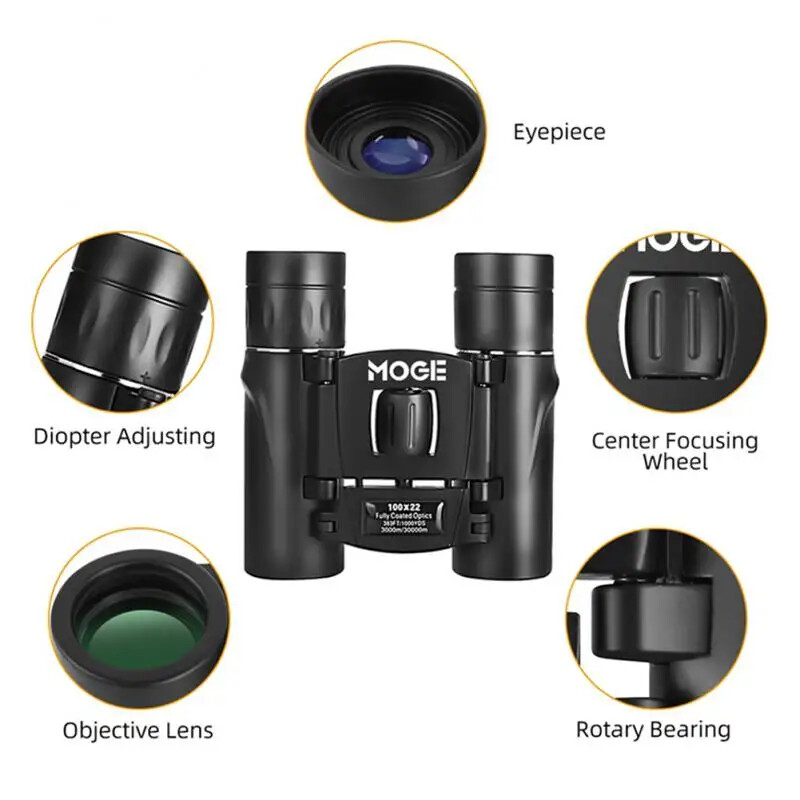 100 x 22 HD mastelio keitimo nešiojamas galingas žiūronas ilgo nuotolio teleskopas sulankstomas žiūronai, skirti medžioklei, kelionei stovyklaujant