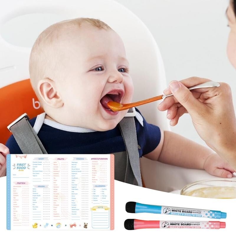 Контролен списък за проследяване на първите храни за многократна употреба Fidget Magnetic Baby First Foods Контролен списък Повторяема таблица за хранене на бебето Контролен списък
