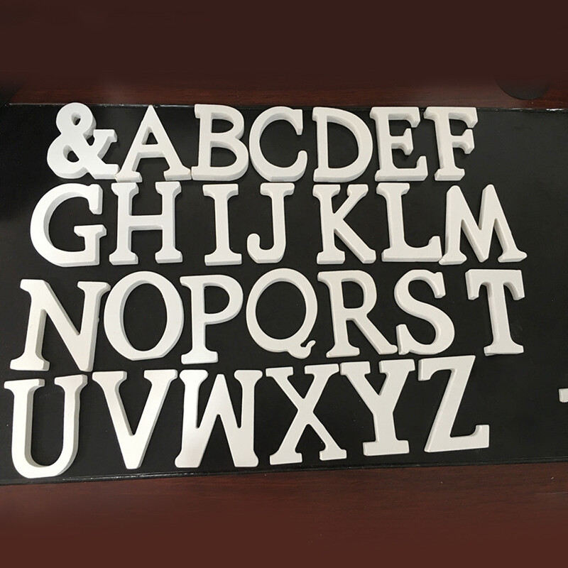 8 см 26 бели големи дървени букви Азбука Преносим орнамент за окачване на стена Устойчиви на износване подпори Декорация на магазин за дома