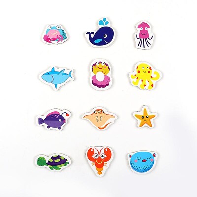 12/36 бр. Карикатура Магнит за хладилник Животно Рак Дървени 3D магнити за хладилник Направи си сам Стикери за черна дъска за домашен декор на деца