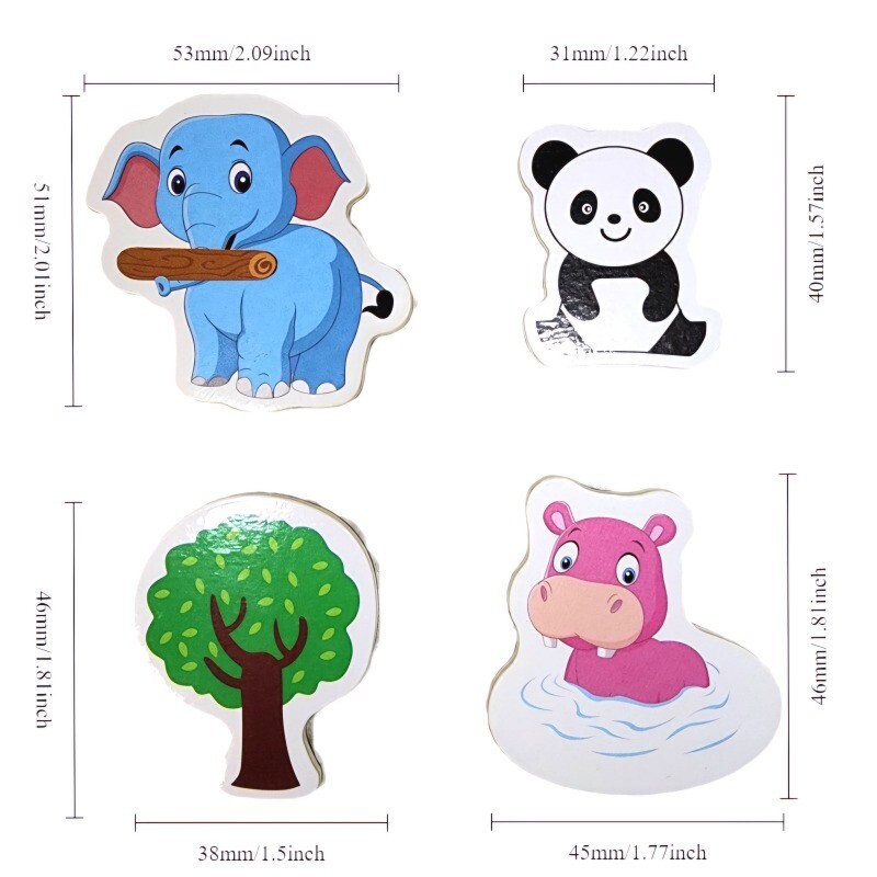 12/36 бр. Карикатура Магнит за хладилник Животно Рак Дървени 3D магнити за хладилник Направи си сам Стикери за черна дъска за домашен декор на деца