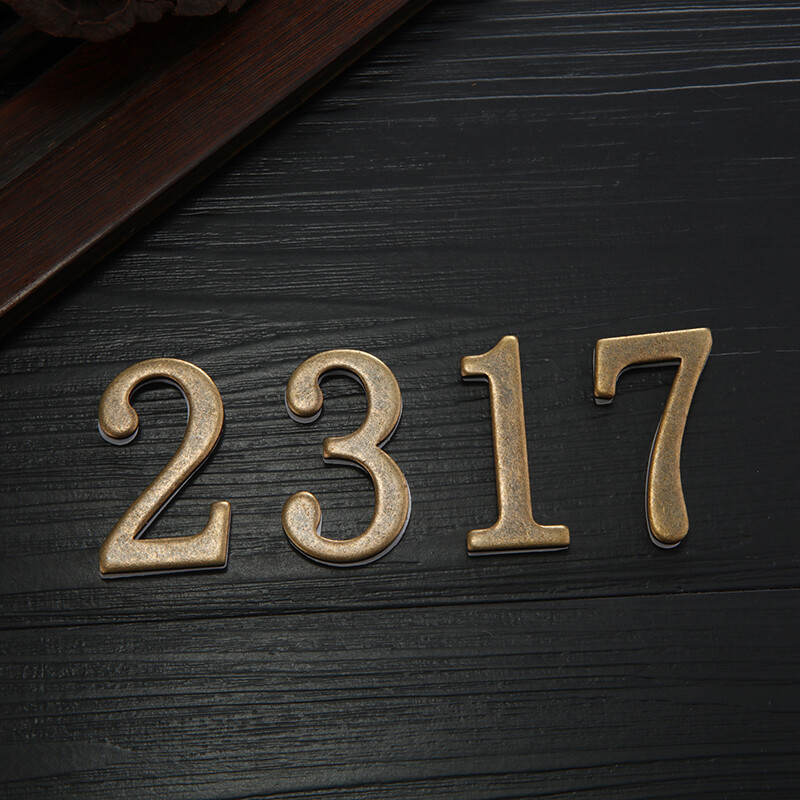 Bronzinės spalvos durų numeris su pagrindine lipniu namo numeriu Buto durų numeris, skirtas lauko viešbučio namų pašto dėžutės etiketei