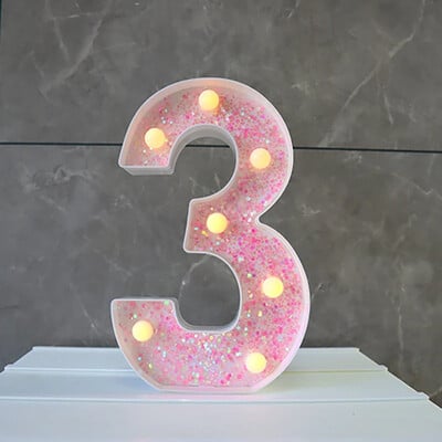 LED-valgustid roosa tähestiku täht 22cm numbriga akulamp helendav telgi öövalgusti pulma-sünnipäevapeoks Häid jõule