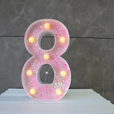 LED-valgustid roosa tähestiku täht 22cm numbriga akulamp helendav telgi öövalgusti pulma-sünnipäevapeoks Häid jõule