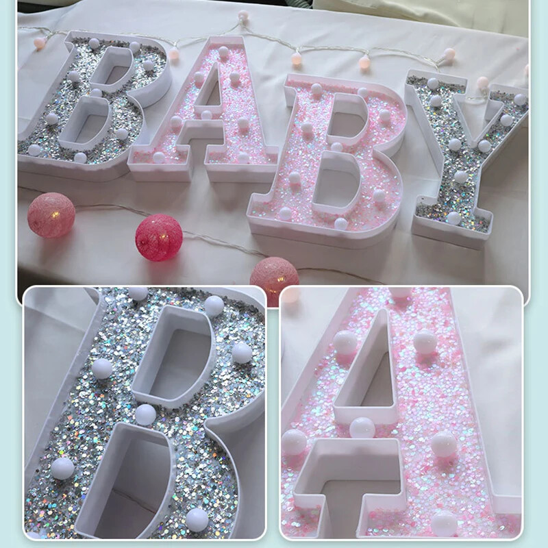 LED-valgustid roosa tähestiku täht 22cm numbriga akulamp helendav telgi öövalgusti pulma-sünnipäevapeoks Häid jõule