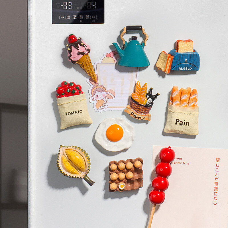1 бр симулация на храна магнит за хладилник магнитен стикер паста фото смола домат яйце чайник мляко домашен кухненски декор подарък