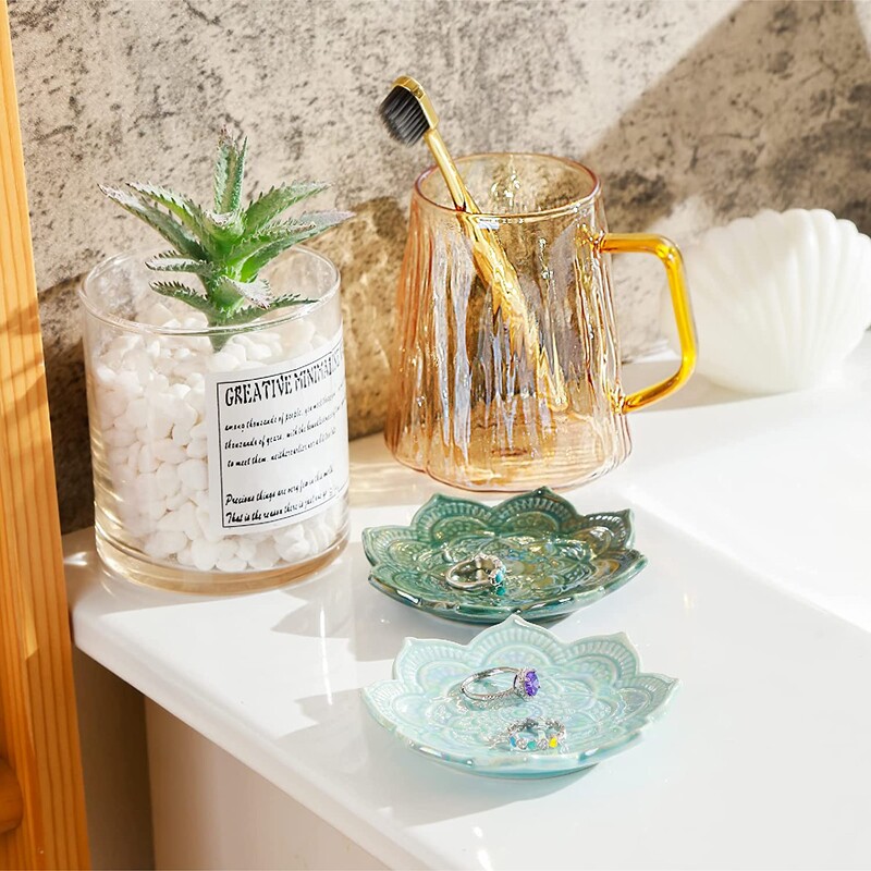 1 БР. Керамична чиния за пръстени Поставка за съдове за бижута Малка тава за дрънкулки Чиния за обеци, пръстени Колиета, ключове, подарък за мама, приятелка, сестра