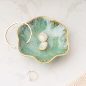 Бижута Lotus Зелен поднос Керамичен пръстен Колие Ястие Ключ Купа Сладък пръстен Държач за дрънкулки Момиче Спалня Организиране Декорация на дома