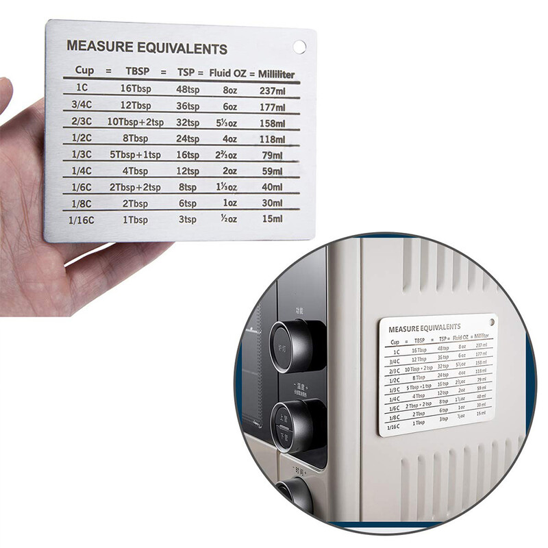 Преобразуване на измерване Магнит за хладилник от неръждаема стомана Везна Плоча Магнит за хладилник за чаши Течност Oz Милилитри Кухня