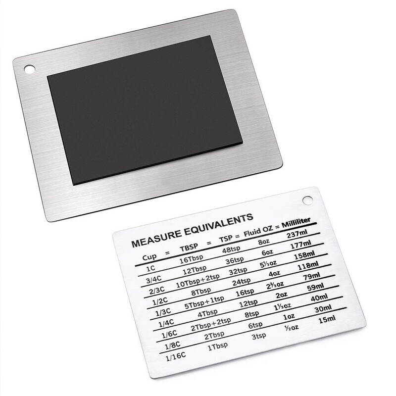 Преобразуване на измерване Магнит за хладилник от неръждаема стомана Везна Плоча Магнит за хладилник за чаши Течност Oz Милилитри Кухня
