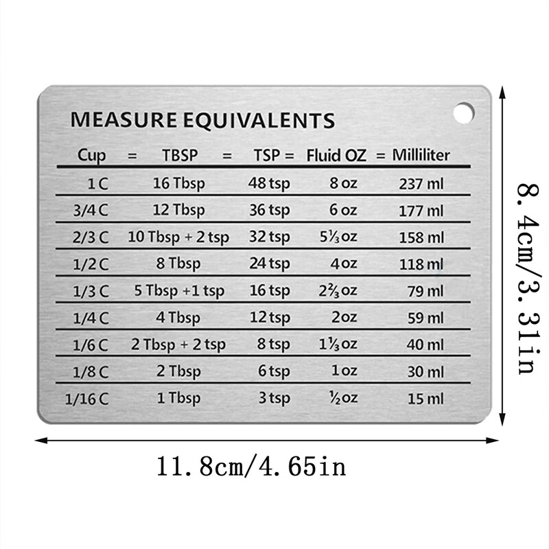 Преобразуване на измерване Магнит за хладилник от неръждаема стомана Везна Плоча Магнит за хладилник за чаши Течност Oz Милилитри Кухня