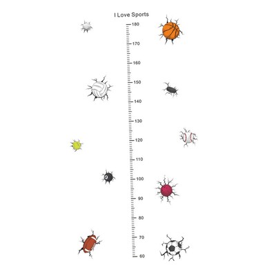 Диаграма на растежа на височината Стикер за стена Спортна тема Направи си сам Декор Измерване на височина Стикер за стена за вратата на детската стая Игрална стая Домашна спалня