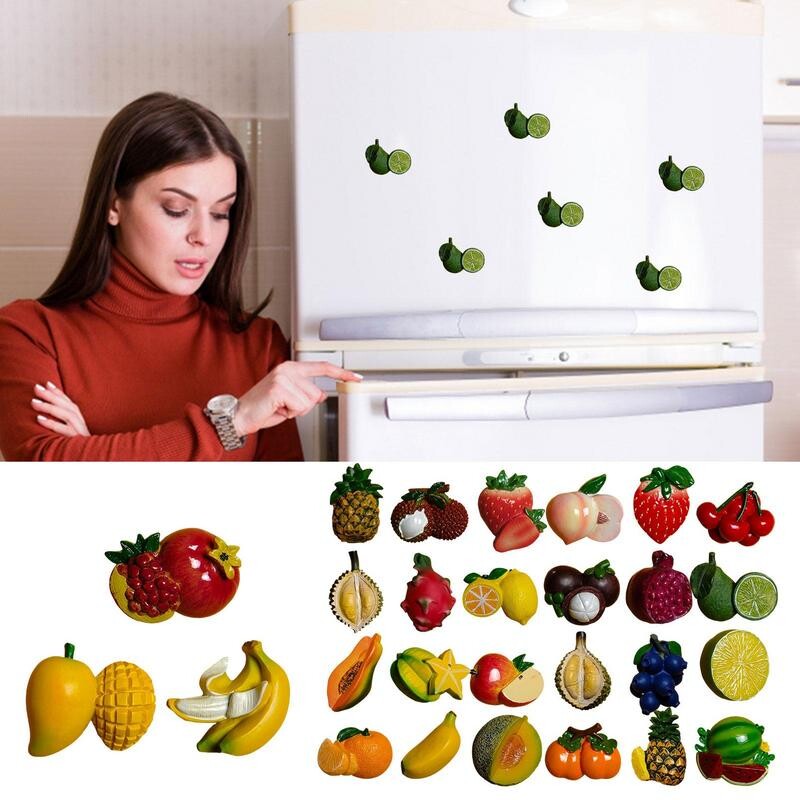3D анимационен филм с плодове Магнити за хладилник Декорация на дома Декорация Храна Магнитен стикер Пастър Прекрасни детски подаръци Черна дъска Зеленчуци