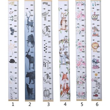 Cartoon Baby Kids Growth Chart Ρεκόρ Ξύλινος Πλαίσιο Υφασμάτινος Χάρακας μέτρησης ύψους για αγόρια και κορίτσια Διακόσμηση τοίχου παιδικού δωματίου