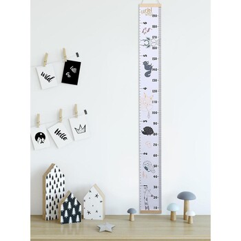 Cartoon Baby Kids Growth Chart Ρεκόρ Ξύλινος Πλαίσιο Υφασμάτινος Χάρακας μέτρησης ύψους για αγόρια και κορίτσια Διακόσμηση τοίχου παιδικού δωματίου