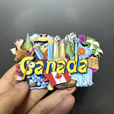 Дървени магнити за хладилник 3D Дания Русия Канада САЩ Хавай Мемориал за пътуване Магнитен стикер за хладилник Сувенир за декорация на дома