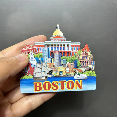 Дървени магнити за хладилник 3D Дания Русия Канада САЩ Хавай Мемориал за пътуване Магнитен стикер за хладилник Сувенир за декорация на дома