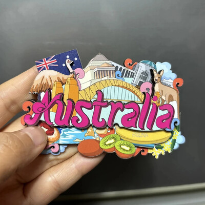 Дървени магнити за хладилник 3D Дания Русия Канада САЩ Хавай Мемориал за пътуване Магнитен стикер за хладилник Сувенир за декорация на дома