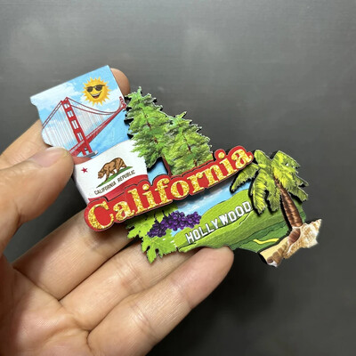 Дървени магнити за хладилник 3D Дания Русия Канада САЩ Хавай Мемориал за пътуване Магнитен стикер за хладилник Сувенир за декорация на дома