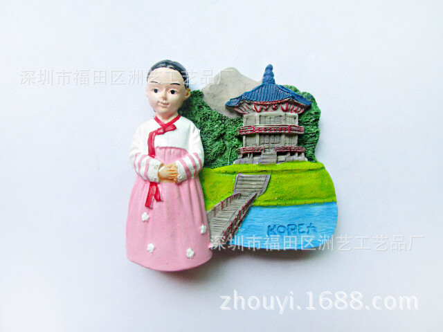 Различни Корейски световен туризъм Възпоменателни магнити за хладилник Традиционна корейска рокля Сеулска кула Корея Архитектура Декор Подаръци