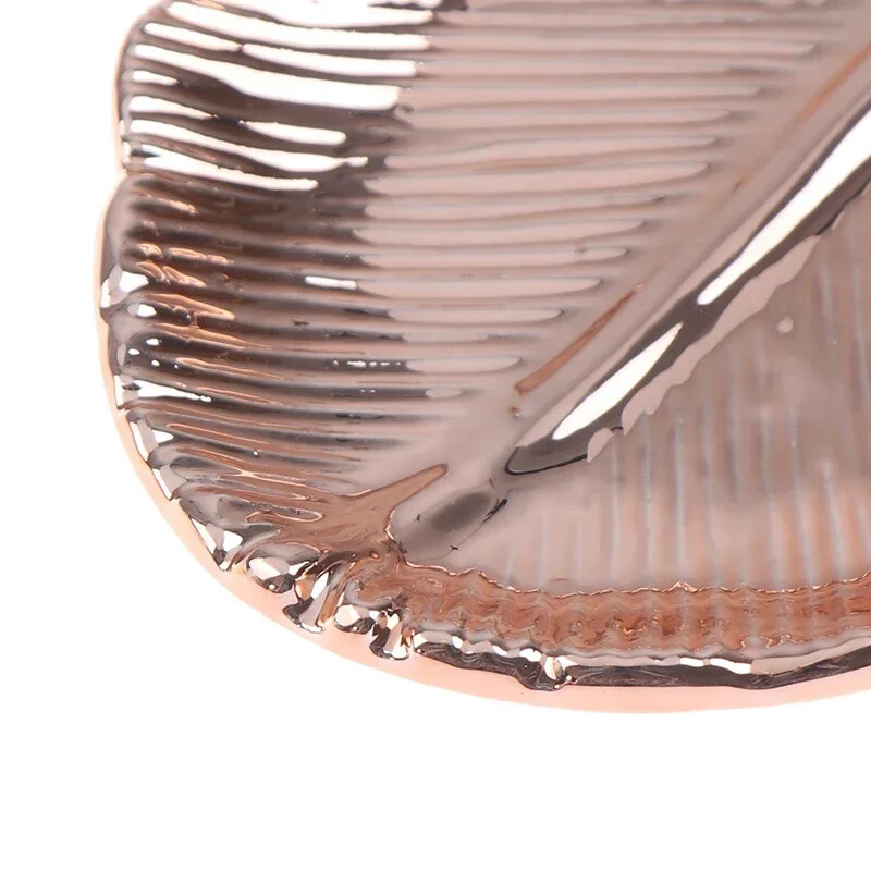 1PC Керамични листа Чиния Tree Leaf Бижута Десерт Злато/Сребро Тава за съхранение Керамика Бижута Дрънкулка Подноси за съдове декоративни