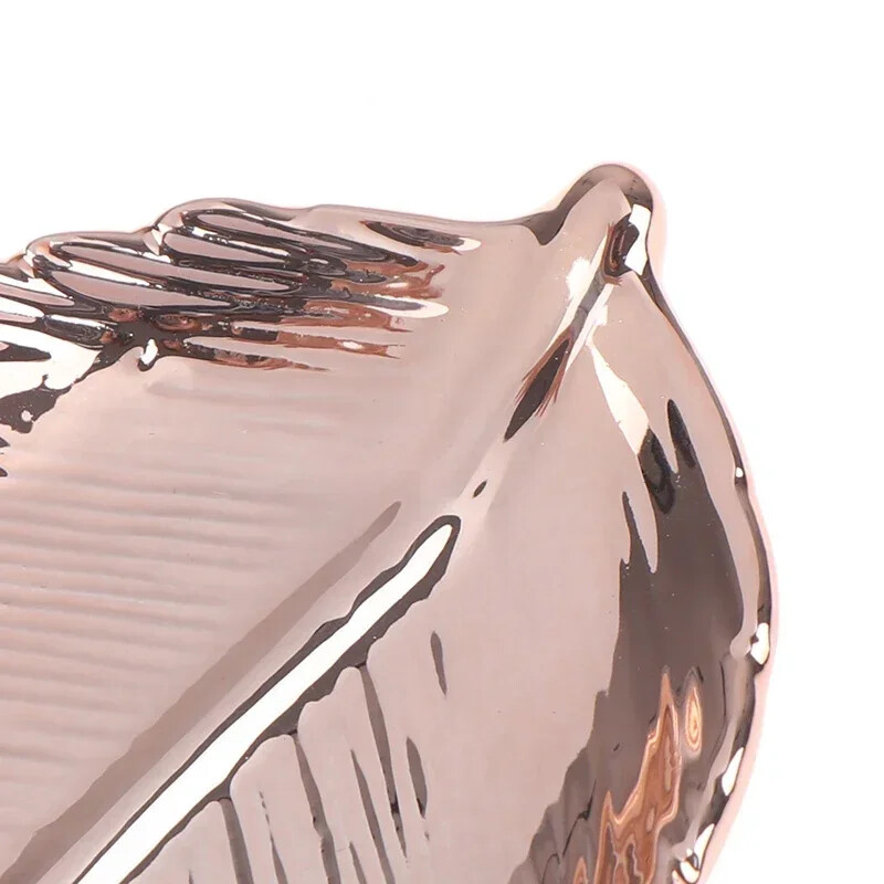 1PC Керамични листа Чиния Tree Leaf Бижута Десерт Злато/Сребро Тава за съхранение Керамика Бижута Дрънкулка Подноси за съдове декоративни