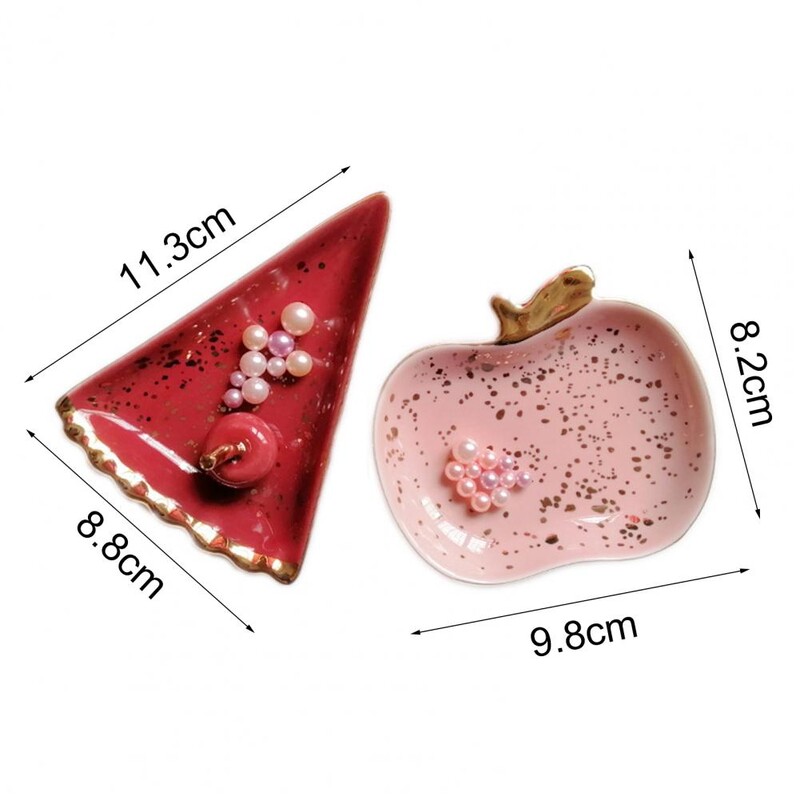 Ястие за дрънкулки Издръжлива купа за витрина за десерт с плодове Керамична чиния за бижута Колие Модна чиния за бижута за спалня