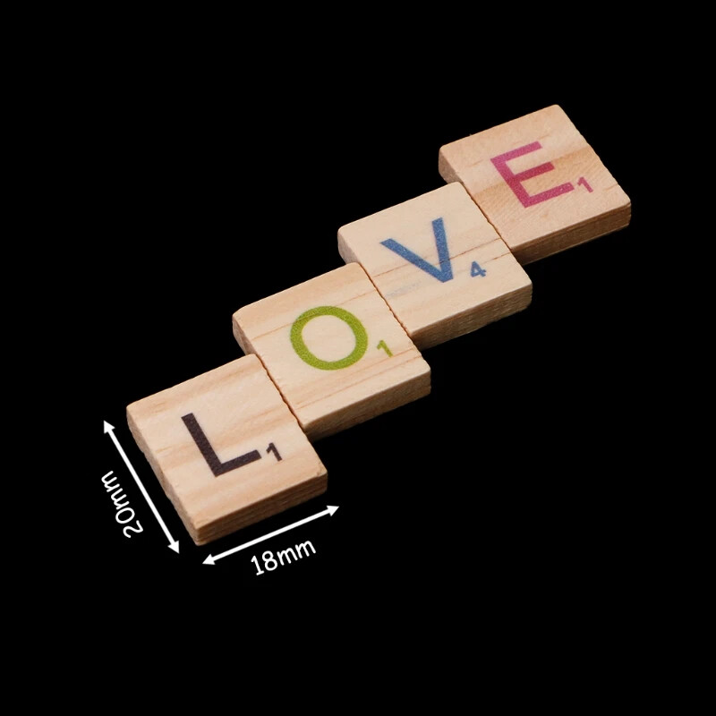 100X medinės plytelės Spalvingos raidės numeriai amatų žaislui