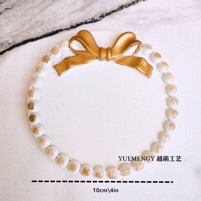 Ретро многоцветни фенове вие супер сладък бантик малък поднос кръгла квадратна декорация комплект чинии за бижута