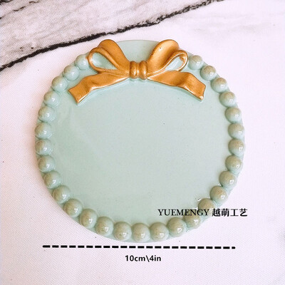 Ретро многоцветни фенове вие супер сладък бантик малък поднос кръгла квадратна декорация комплект чинии за бижута