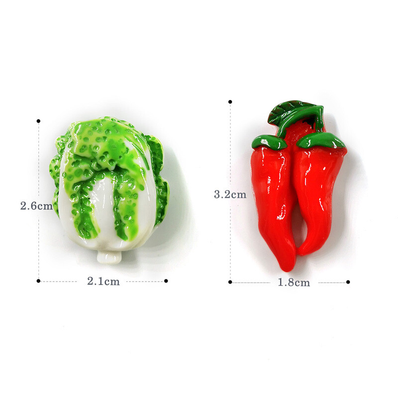10 бр. Зелен зеленчуков магнит за хладилник Подарък Хранителна фигурка Смола Хладилник Стикер за бяла дъска Направи си сам Декорация Кухненски аксесоари