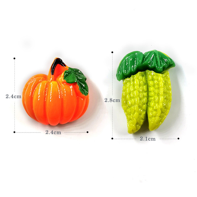 10 бр. Зелен зеленчуков магнит за хладилник Подарък Хранителна фигурка Смола Хладилник Стикер за бяла дъска Направи си сам Декорация Кухненски аксесоари