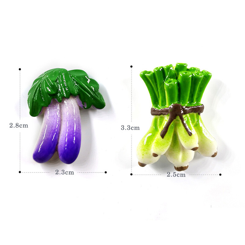 10 бр. Зелен зеленчуков магнит за хладилник Подарък Хранителна фигурка Смола Хладилник Стикер за бяла дъска Направи си сам Декорация Кухненски аксесоари