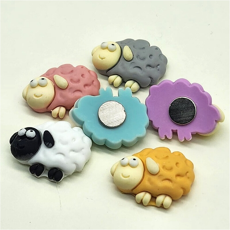 PYLV 6Pc Карикатура Магнит за хладилник Смола Овца Личност Магнити за хладилник Бяла дъска Фото съобщение Стикер за декорация на дома