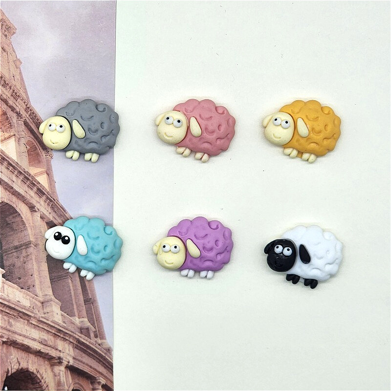 PYLV 6Pc Карикатура Магнит за хладилник Смола Овца Личност Магнити за хладилник Бяла дъска Фото съобщение Стикер за декорация на дома