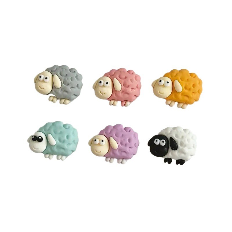 PYLV 6Pc Карикатура Магнит за хладилник Смола Овца Личност Магнити за хладилник Бяла дъска Фото съобщение Стикер за декорация на дома