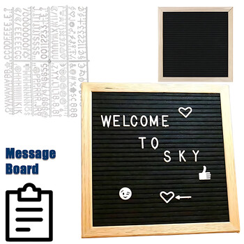 10x10 ιντσών Διακόσμηση σπιτιού Felt Letter Board Μεταβίβαση πληροφοριών Corkboard Oak Wood Πίνακες μηνυμάτων Διακόσμηση Μήνυμα Διακόσμηση