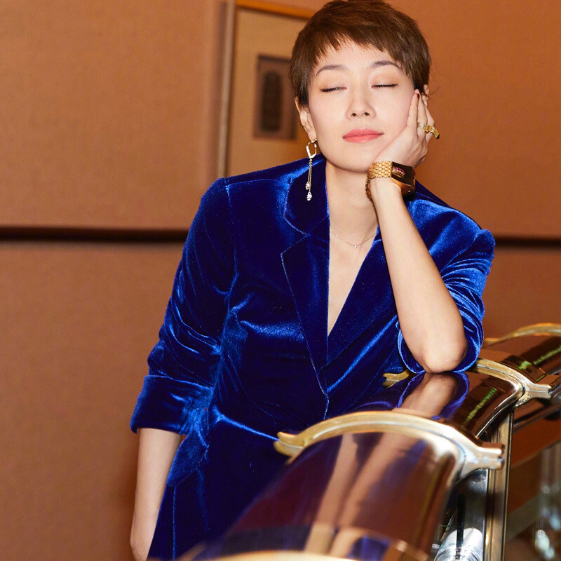 Tavaszi és őszi új stílusú csillagos bársony öltöny, divatos európai és amerikai hosszú ujjú öltöny OL kétrészes szett